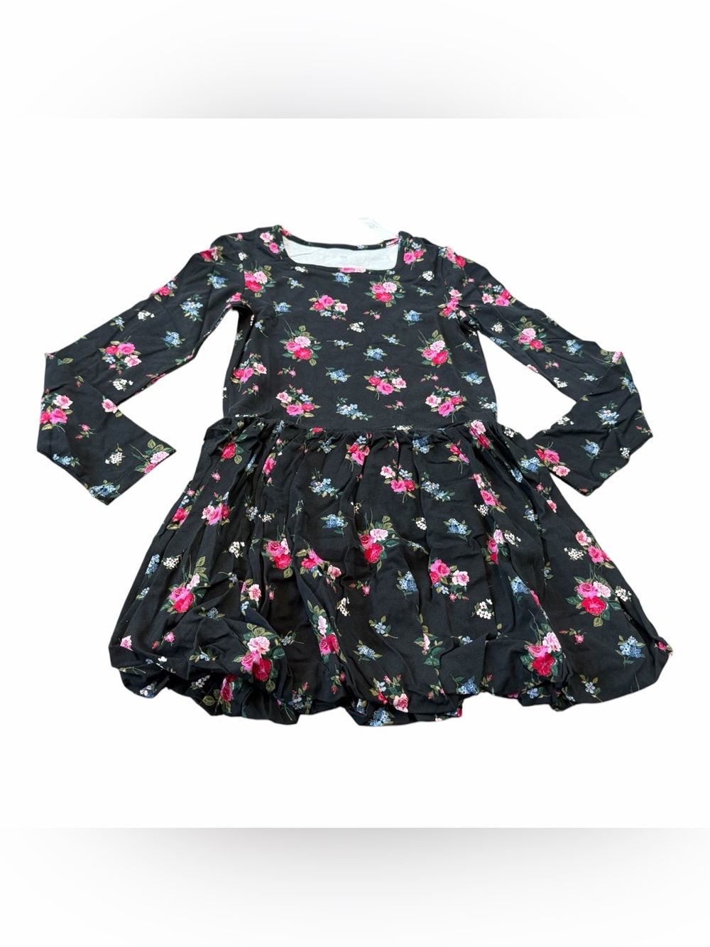 Gap Girls Bubble Dress, Black Pink Floral, Size XL (12), NEW